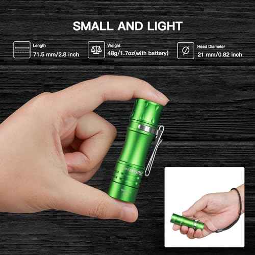 Wurkkos TS10 V2 6000K Pocket EDC Flashlight Green Body-Mini 90CRI LED Flashlight with Rechargeable Battery,1-1400 Lumen Brightness,3Pcs Color Aux LED,Anduril 2.0 UI