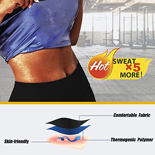 Sweat Waist Trimmer Belt for Women - Deep Blue, Large-X-Large