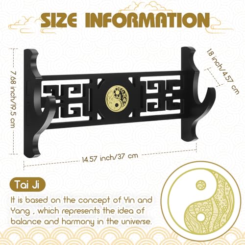 Barydat 14.57 x 7.68 Inch Classic Retro Katana Wall Mount Sword Holder, Samurai Display Rack