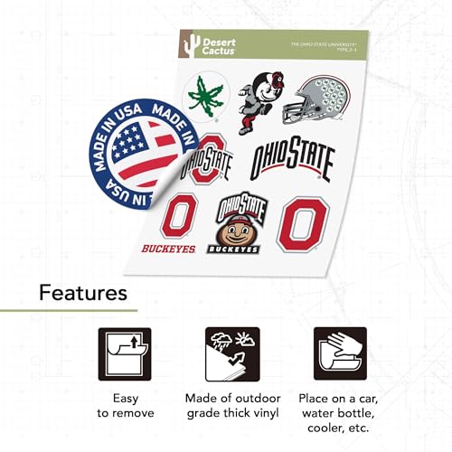 Ohio State Buckeyes Vinyl Sticker Decal - 8 Pcs Set