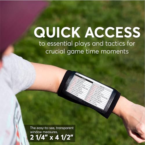 QB Playbook Wristband - 3-Compartment Wrist Coach for Youth, 20-Pack - Black