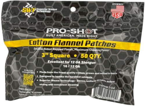 Gun Cleaning Patches - 100% Cotton Flannel, 3 Inch, 50 Count
