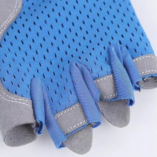 Kids' Fingerless Cycling Gloves - Non-Slip for Ages 3-8 - Blue