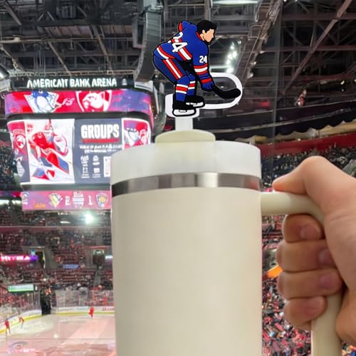 Hockey-Themed Silicone Straw Covers - 2 Pack for 9-10mm Straws