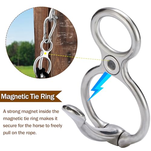 4-Pack Magnetic Horse Tie Rings Humane Safe Tying Retracting Stress Relief