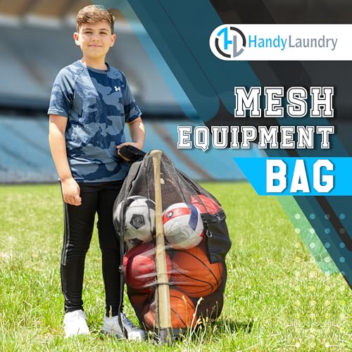Large Mesh Sports Ball Bag - 30x40 - Durable Gear Carrier with Strap