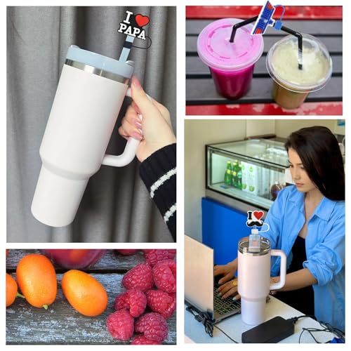 Multicolor Silicone Reusable Straw Covers - 8 Pack for Tumblers