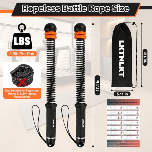 Adjustable Ropeless Battle Ropes - Portable Cordless Gym Equipment - Black