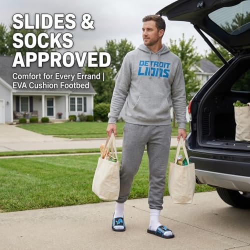 Detroit Lions Slides for Men - Large Water Resistant EVA Sandals