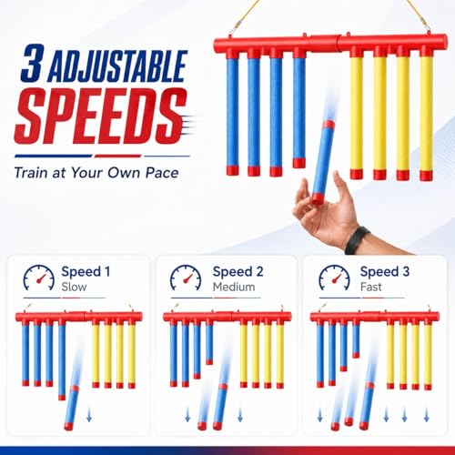 Reflex Drop Sticks Challenge - Adjustable Speed Catching Sticks, Red