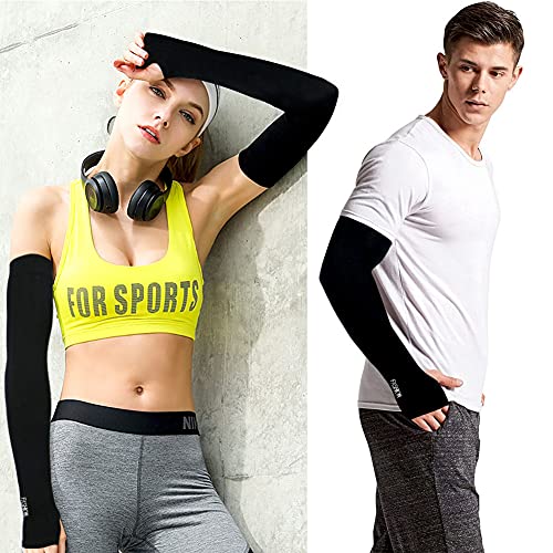 Arm Sleeves for Men & Women - 3 Pairs Black, UPF 50+ Sun Protection