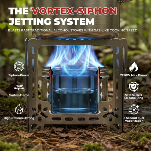ALOCS 2250W Alcohol Stove Set with Foldable Stand Camping Stove - Portable & Efficient