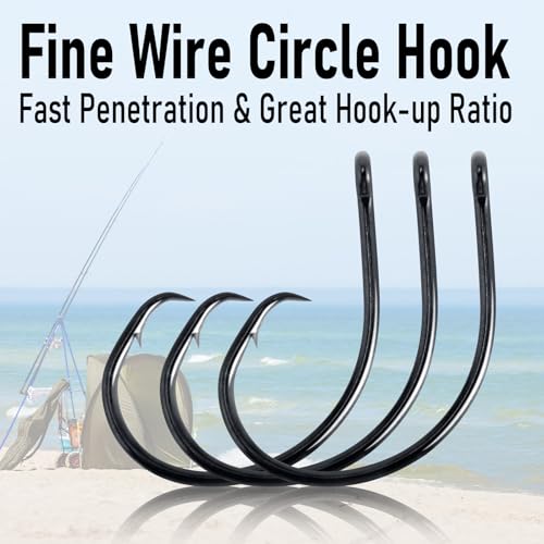 30 Pack #2/0 Circle Fishing Hooks - Strong Wide Gap for Freshwater & Saltwater