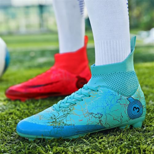 Kids Soccer Shoes Boys Football Cleats - 6 Big Kid Red Turquoise
