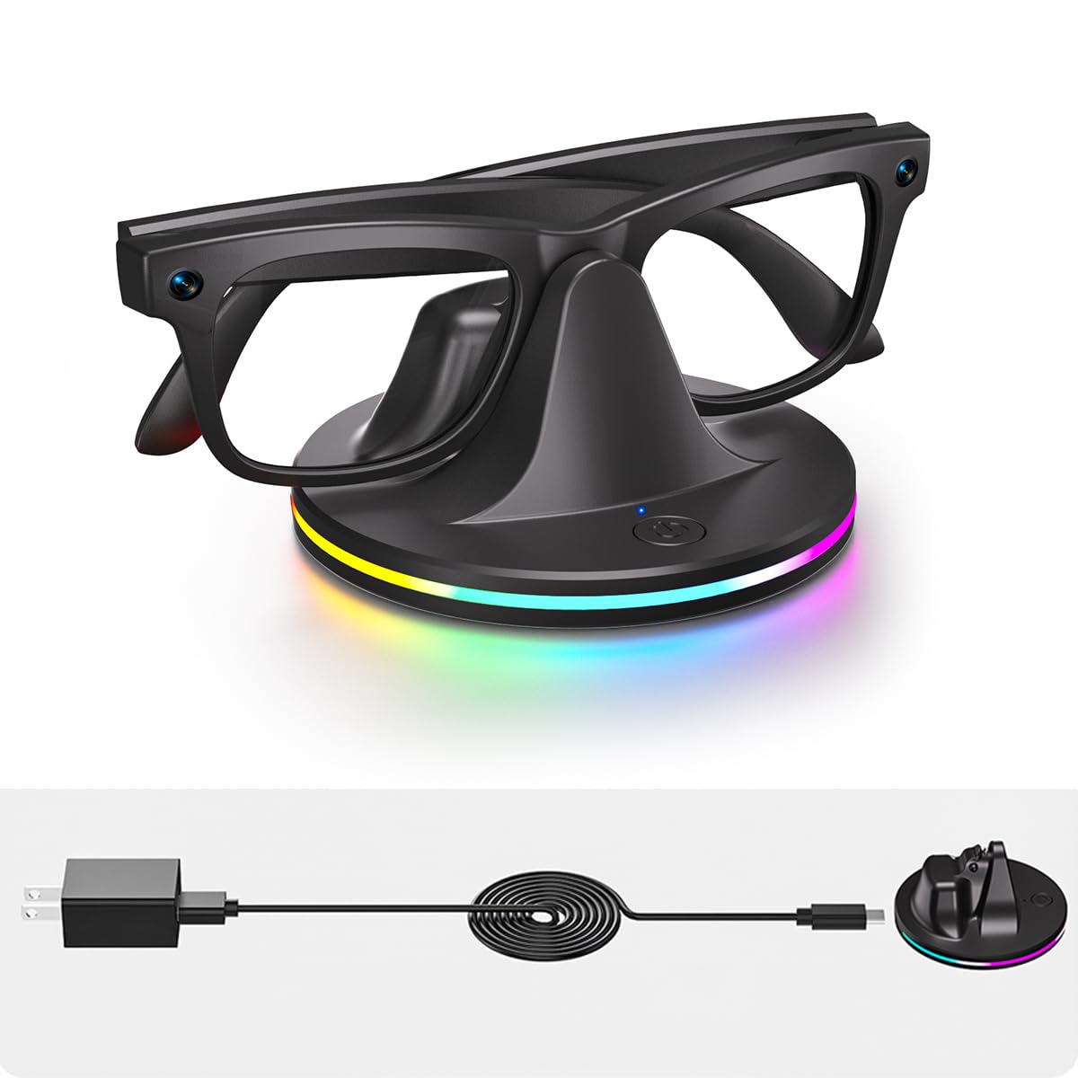 Magnetic Charging Dock for Ray-Ban Meta Smart Glasses| Fast Charging Station Compatible with Wayfarer/Gen 2 & Skyler/Gen 2 | LED Indicator Charger Stand (Plug not Included)