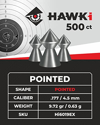 Airgun Pellets for Target Shooting - Round Nose .177 Caliber, 500 Count