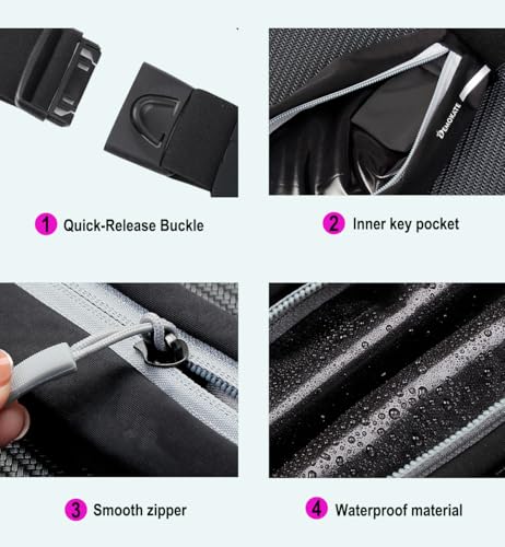 Slim Running Belt Fanny Pack - Water Resistant, Adjustable Waist Belt for All Cell Phones - Black02