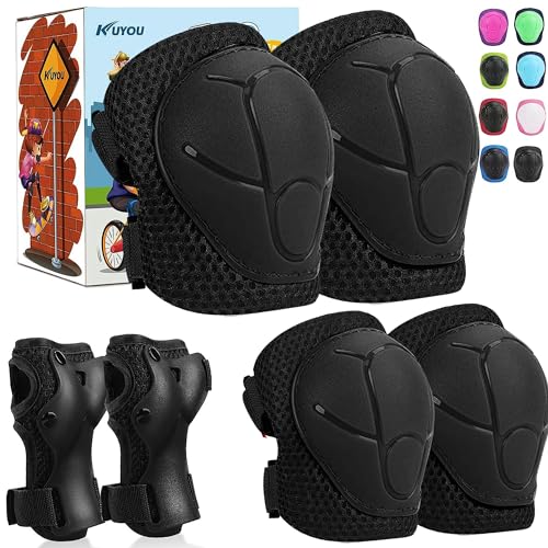 Kids Knee and Elbow Pads Protective Gear Set - Black, Small