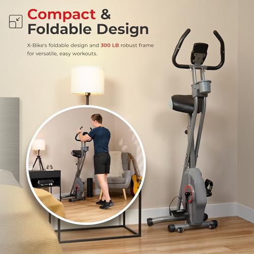 Foldable Magnetic X-Bike for Low-Impact Workouts - Grey