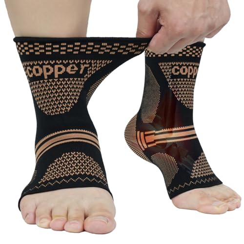 Copper Ankle Brace Compression Sleeve for Men & Women - Medium