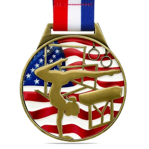 Gymnastics Medal - 3 Inch Award Medallion with Neck Ribbon