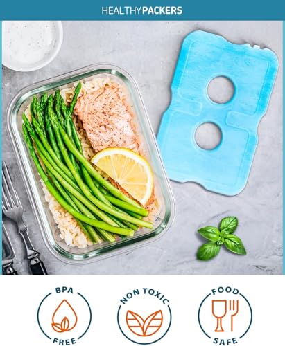 Reusable Ice Packs for Coolers - 4 Pack Blue - Long Lasting & Slim