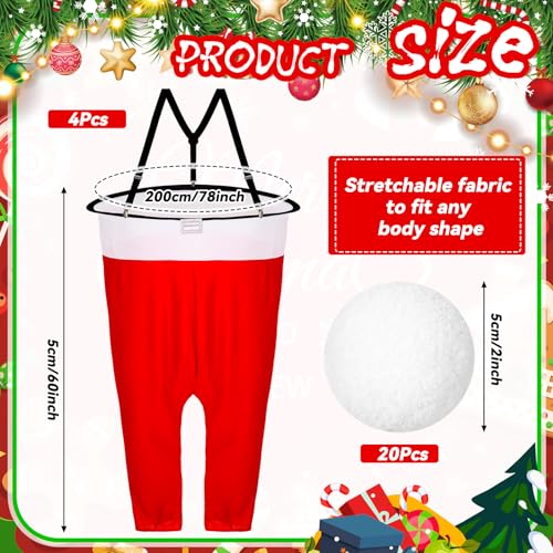 Santa Pants Snowball Fight Toss Game Set - Red & White (4 pants, 20 snowballs)