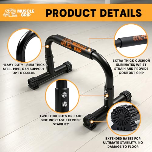 Heavy-Duty Steel Parallettes Push Up Bars with Jump Rope