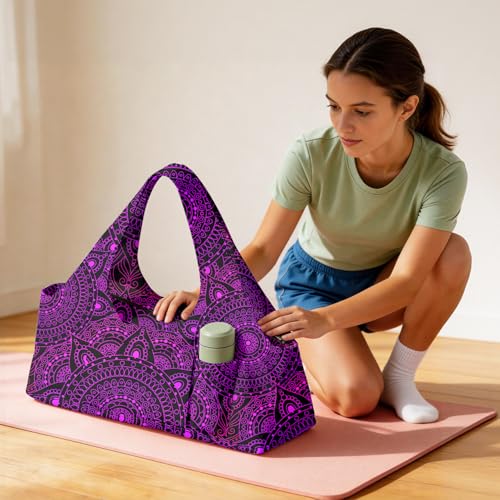 Large Yoga Mat Bag with Mat Strap - Purple-2