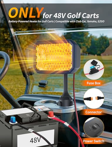 PUTTLAZR 48V Electric Golf Cart Heater with 360° Rotatable Head, Safe & Fast Carbon Fiber Heating