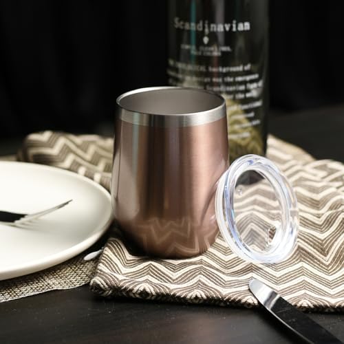 12oz Rose Gold Insulated Wine Tumbler with Lid - 1 Count