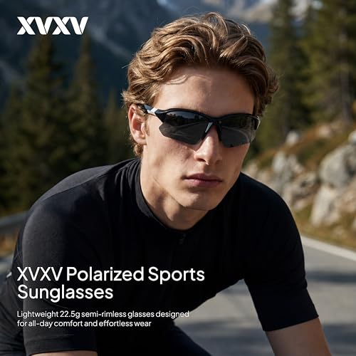 Polarized Sports Sunglasses for Men - 3 Pack Half Frame - Black/Blue/Red Mirror