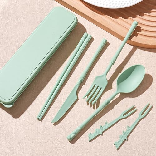 Eco-Friendly Reusable Travel Utensils Set - Green Case