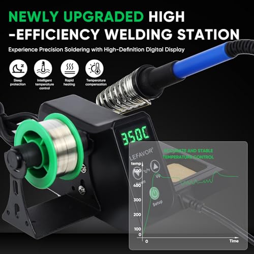 ?Larlarsa DS936 Soldering Station - Digital Soldering Station Kit, 60W Soldering Iron (356¡ÆF-896¡ÆF) with 5 Extra Lead free Tips, Lead-Free Solder Wire, Sleep Mode, ESD Safe, Auto Calibration