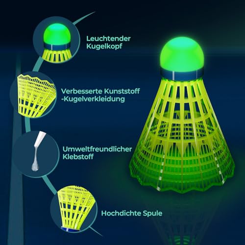 LED Glow Badminton Shuttlecocks - 6 Pack Birdies for Night Play