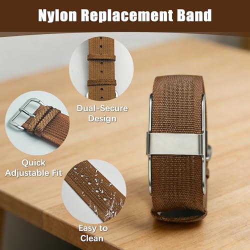 Adjustable Nylon Loop Sport Wristband for Fitness Tracker - Brown
