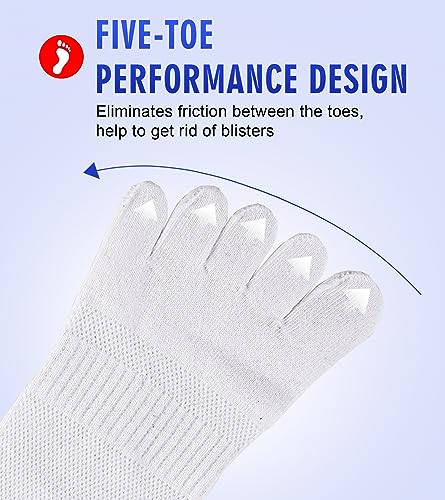 Men's Toe Socks 3 Pack Athletic Cotton Workout Wicking Socks