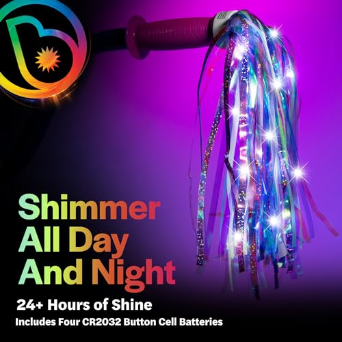 Brightz Rainbow LED Light Up Bike Streamers - 2-Pack Kids Bicycle & Scooter Accessories