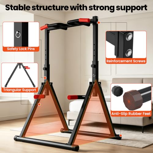 Foldable Power Tower Pull Up Bar - Adjustable Multifunction Station - Black Style 1