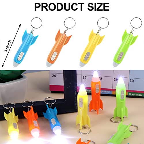 100 PCS Helicopter Mini Flashlight Keychain, Rocket LED Flashlight, Mini Flashlights In Bulk, Colorful LED Flashlight, Small Flashlights for Kids, Mini LED Flashlight Keychain, Astronaut Party Favors
