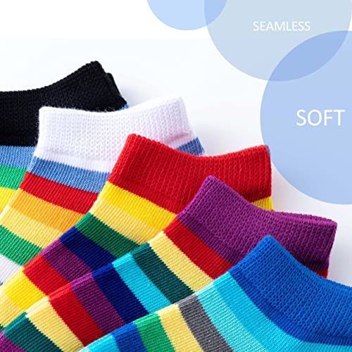 Marchare Kids Rainbow Seamless Socks 6-8 Years School Crew Pack - Lowcut