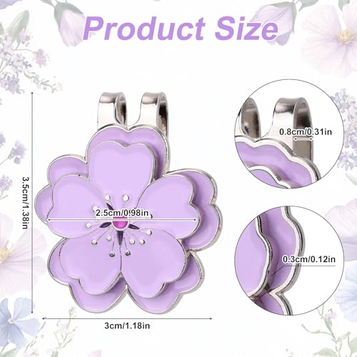 Magnetic Golf Ball Marker with Hat Clip - Purple Flower Design
