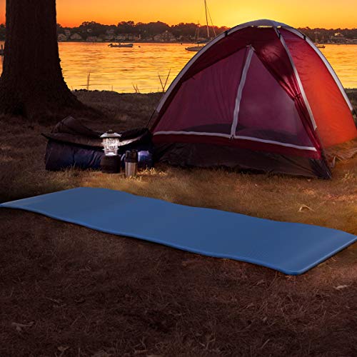 Blue Foam Sleeping Pad for Camping - 0.75-Inch Thick Waterproof Sleep Mat with Carry Straps by Wakeman Outdoors