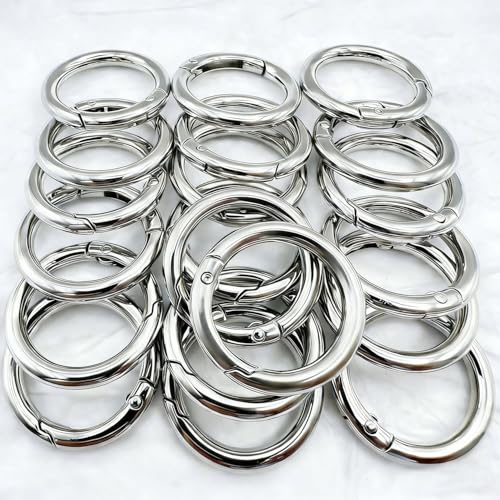20 Pack Metal Key Ring Clips with Spring Opening, Durable Carabiner Rings for Keys Bags and Purses