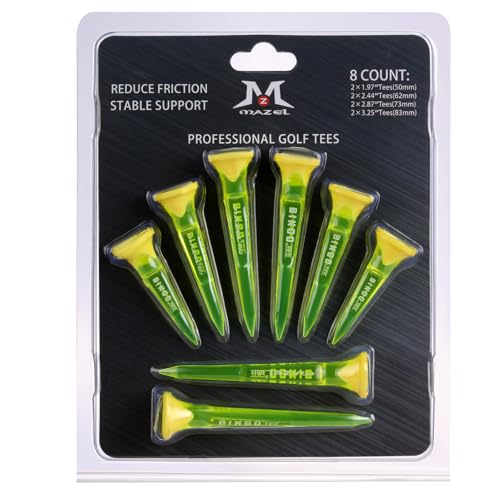 Transparent Plastic Golf Tees - 8 Pack, Enhanced Durability & Stability - Yellow