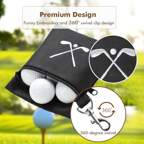 Waterproof Golf Tee Bag with Clip - Portable Storage Pouch - Black