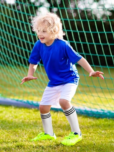 Kids Soccer Socks - Cotton Knee High Socks for Ages 6-9 - Black, White, Rose Red, Pink