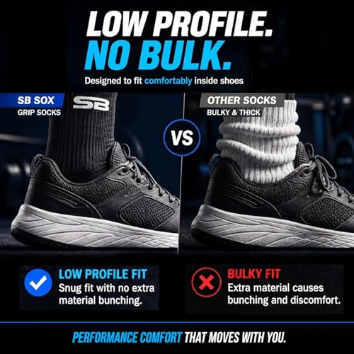 Athletic Non-Slip Grip Socks for Men - Black (2-Pair Set)