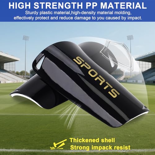 Kids Soccer Shin Guards - 2 Pairs Lightweight Protective Gear - Black+Aqua
