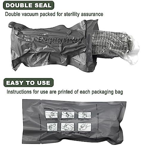 Cozii Israeli Style Emergency Trauma Bandage 6 Inch 8 Pack - Hemorrhage Control First Aid Kit